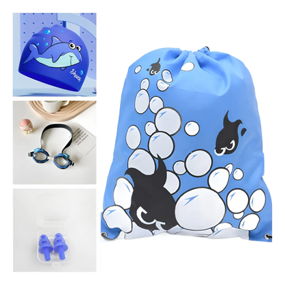 Set de Natación Infantil 4 Piezas (Gorro, Lentes, Tapones y Bolso)