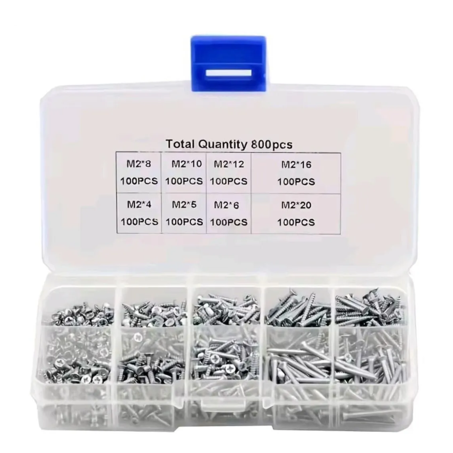 Caja Organizadora 800 Micro Tornillos M2 Surtidos (Acero Inoxidable)