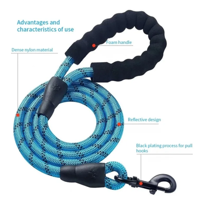 Correa de Paseo para Perros Tipo Cuerda con Mango Acolchado (1.5m)