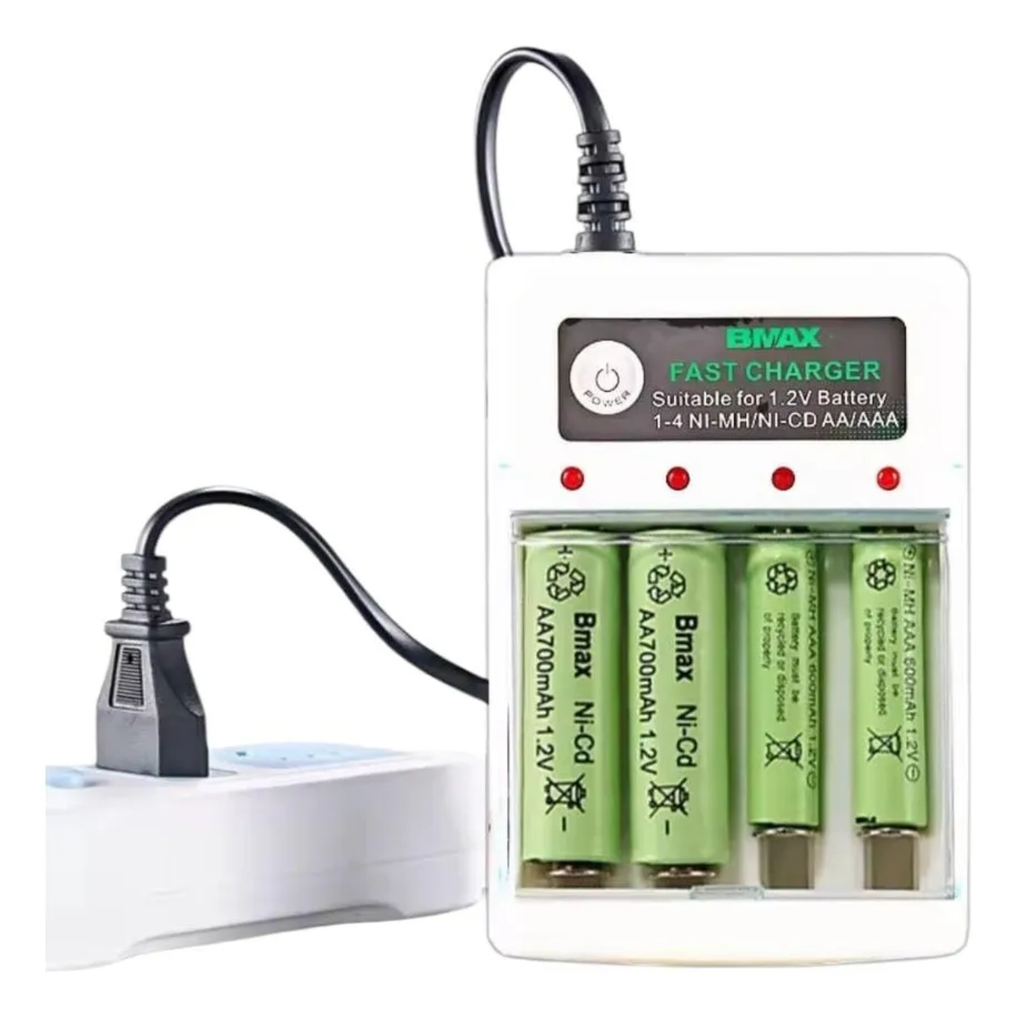 Cargador de Pilas Recargables AA y AAA (4 Puertos / 220V)