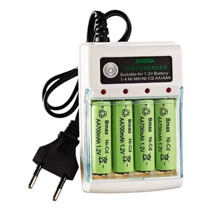 Cargador de Pilas Recargables AA y AAA (4 Puertos / 220V)