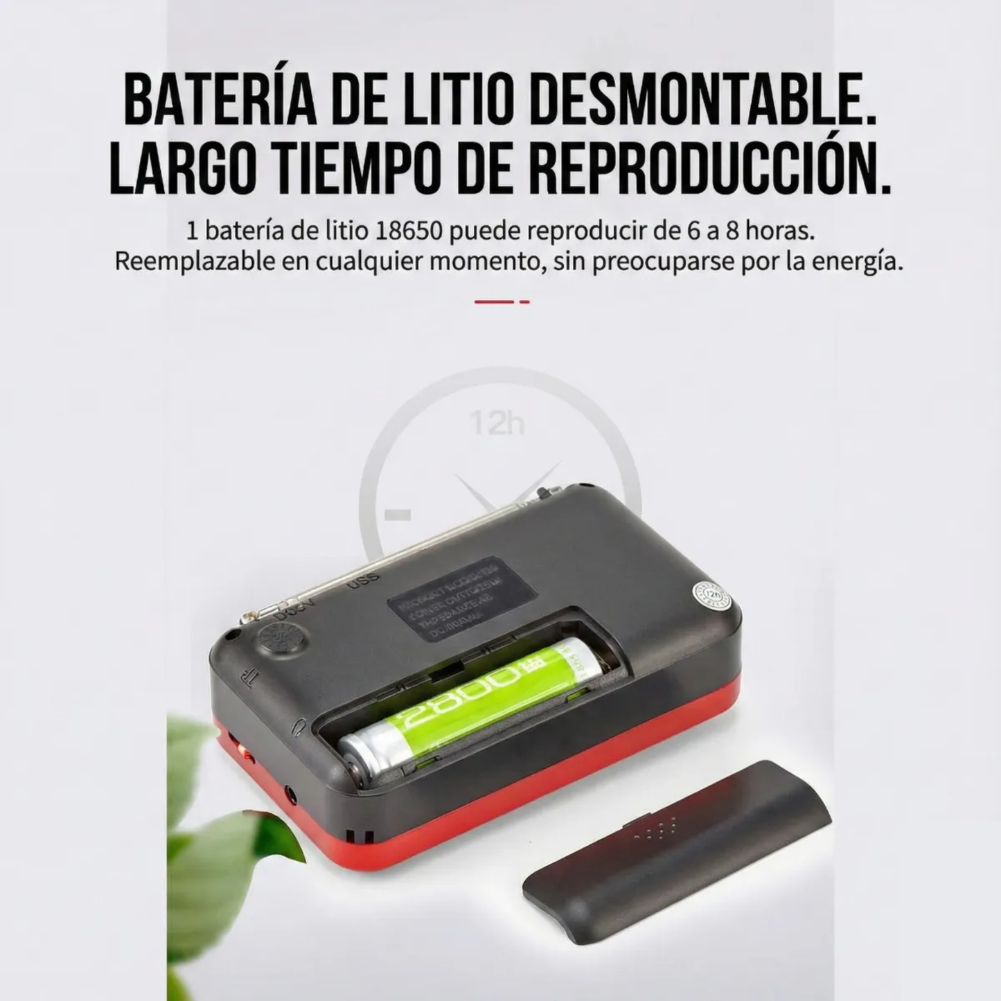 Radio Digital Portátil de Emergencia FM/MP3 (Batería Recargable 18650)