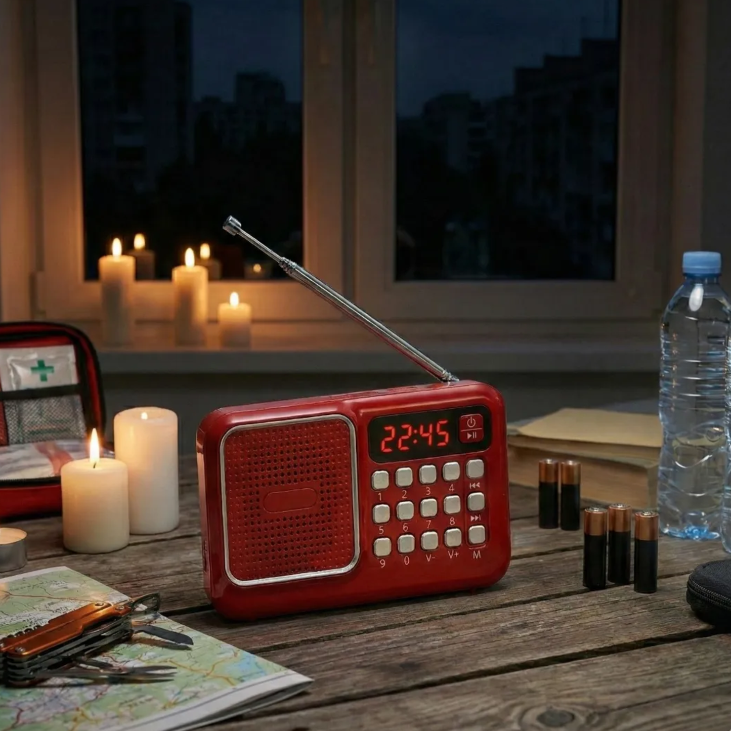 Radio Digital Portátil de Emergencia FM/MP3 (Batería Recargable 18650)