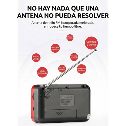 Radio Digital Portátil de Emergencia FM/MP3 (Batería Recargable 18650)