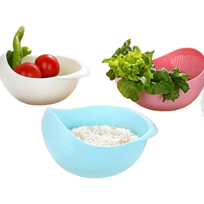 Cuenco Escurridor y Lavador de Alimentos con Asa (Arroz, Frutas y Verduras)