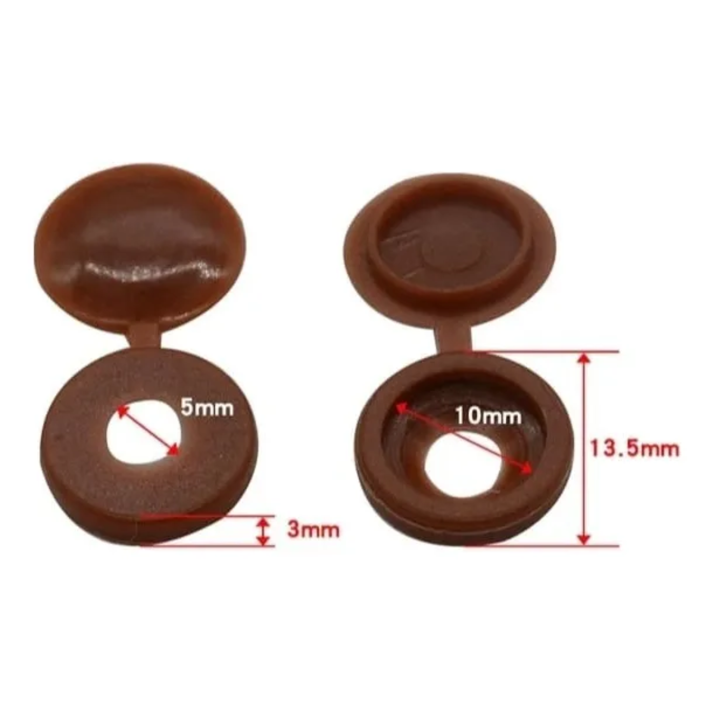 Pack x100 Tapas Cubre Tornillos de Plástico con Bisagra (5 mm)