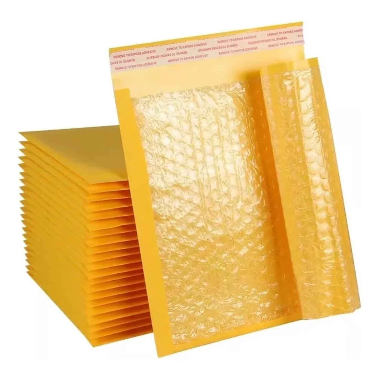 Pack x50 Sobres de Embalaje Acolchados Kraft con Burbujas (13x21 cm) - Amarillo