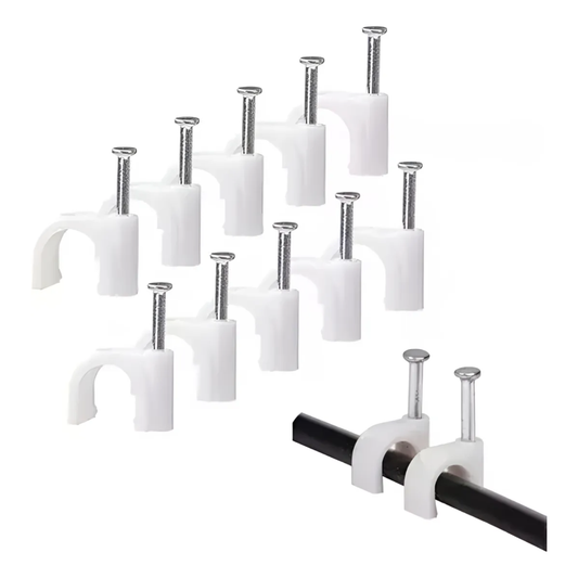 Pack 1000 Unid. Grampas Blancas 7mm Para Cable Coaxial Blanco