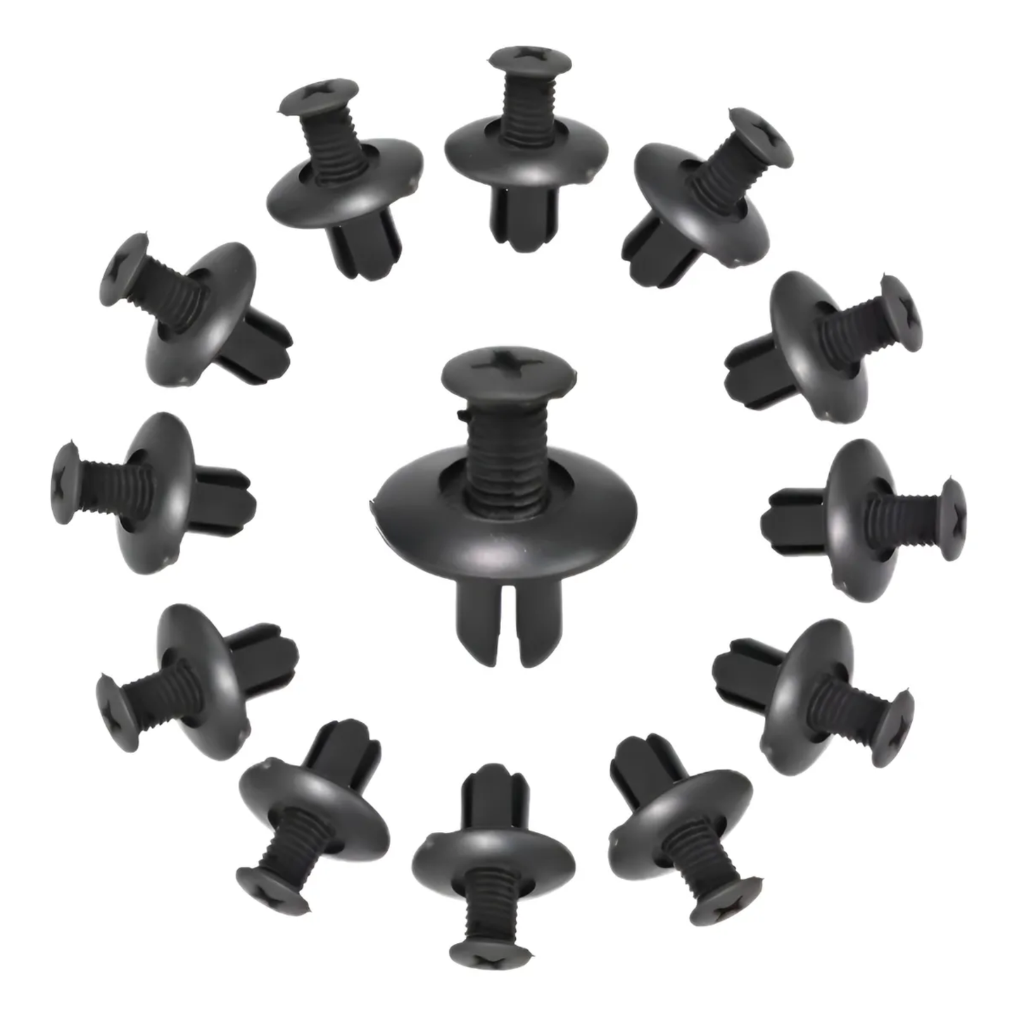 Pack x100 Clips Broches Automotrices de Plástico con Tornillo (8mm)