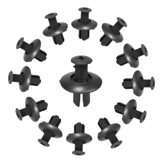 Pack x100 Clips Broches Automotrices de Plástico con Tornillo (8mm)