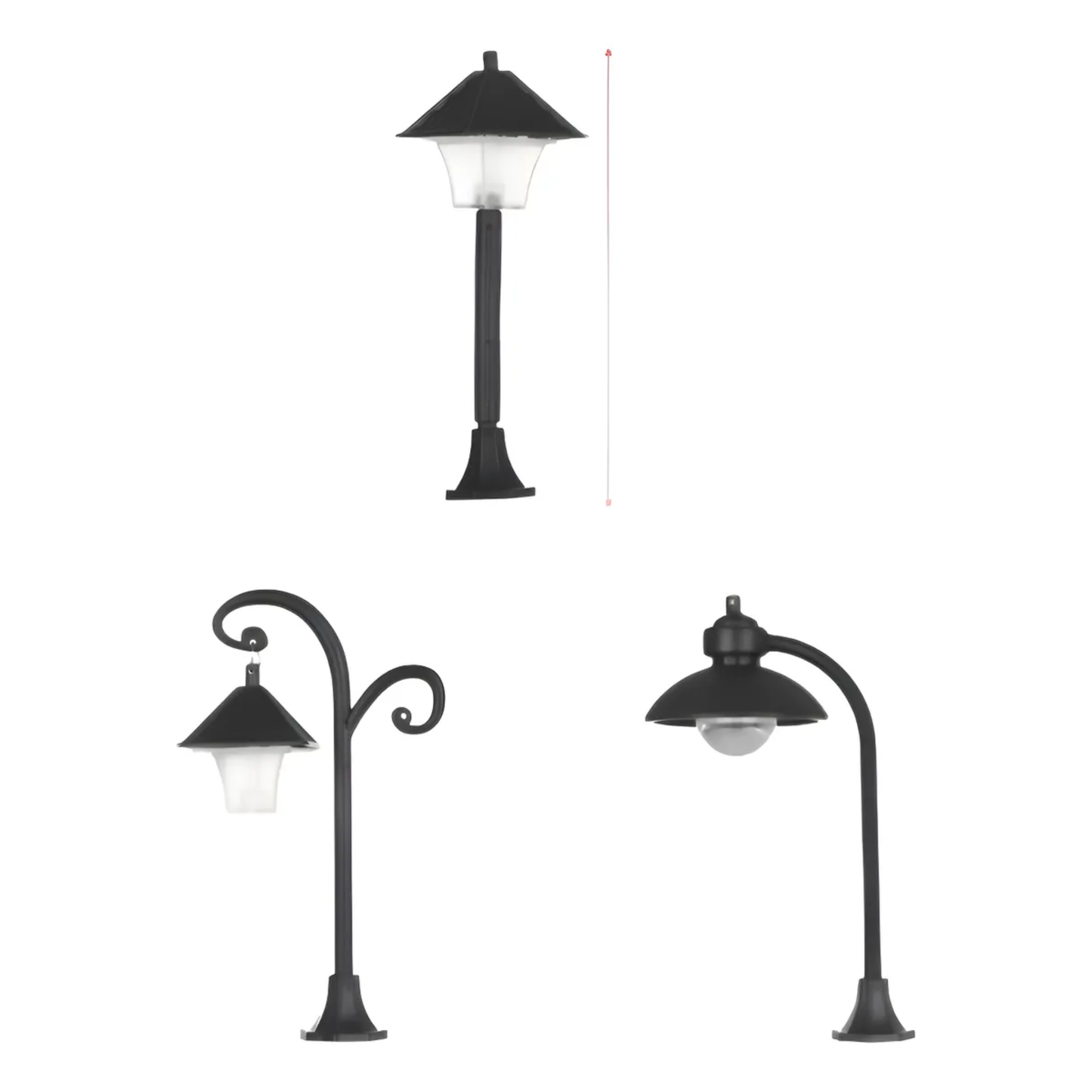 Pack x3 Faroles en Miniatura con Luz para Jardín y Terrarios (13 cm)