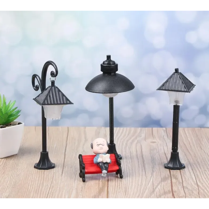 Pack x3 Faroles en Miniatura con Luz para Jardín y Terrarios (13 cm)