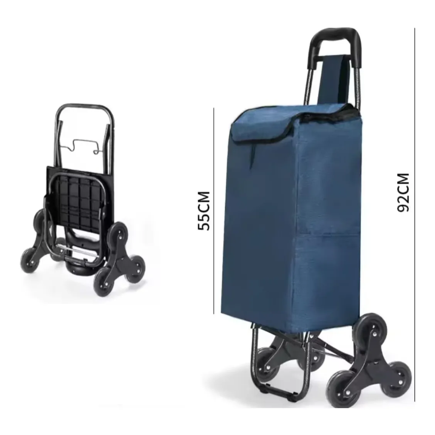 Carrito de Compras Plegable Sube Escaleras (6 Ruedas / 30L) - Azul