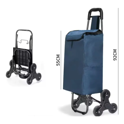 Carrito de Compras Plegable Sube Escaleras (6 Ruedas / 30L) - Azul