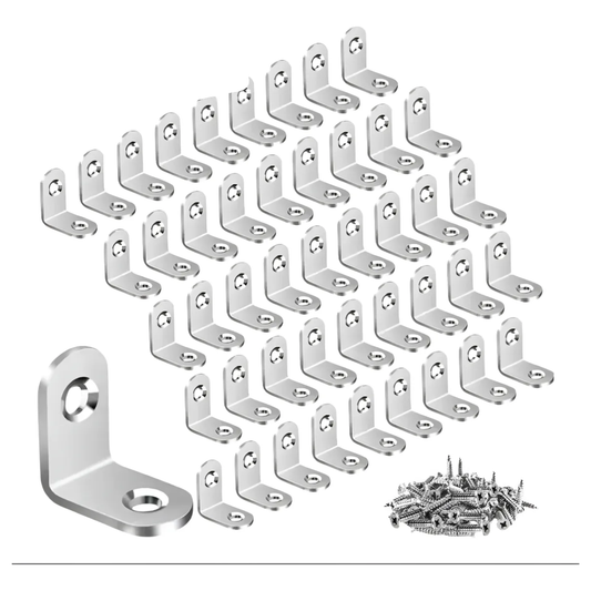 Pack x20 Soportes Escuadra en L de Acero Inoxidable con Tornillos (20x20 mm)