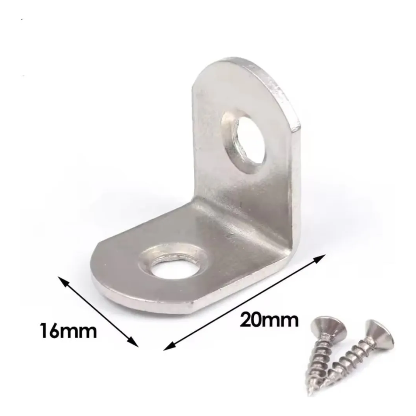 Pack x20 Soportes Escuadra en L de Acero Inoxidable con Tornillos (20x20 mm)