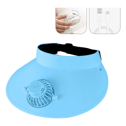 Sombrero Visera de Sol Anti-UV con Ventilador Recargable USB