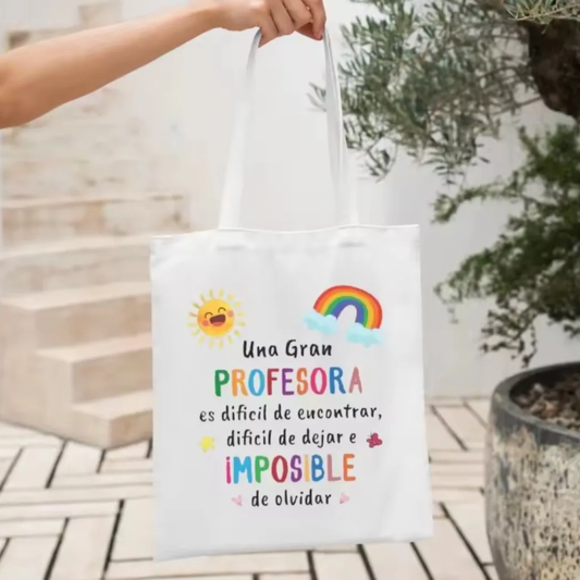 Bolso Tote Bag de Tela Regalo "Gran Profesora" (35x40 cm)
