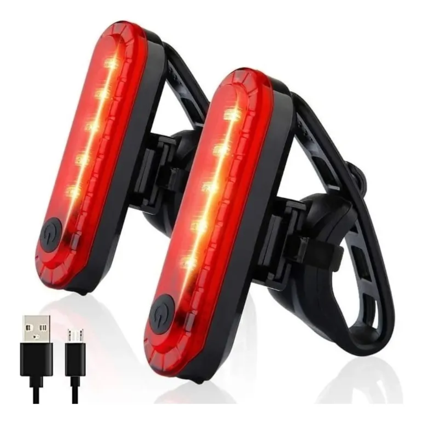 Pack x2 Luces Traseras LED para Bicicleta (Rojas, Recargables USB, IPX4)