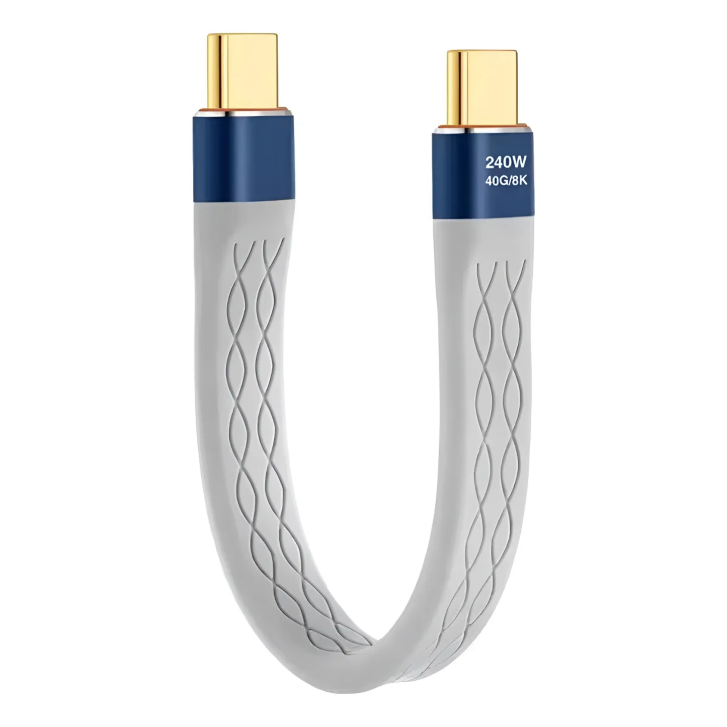 Cable Corto USB-C 4.0 FPC de Alto Rendimiento (240W / 40Gbps / 8K) - 13 cm
