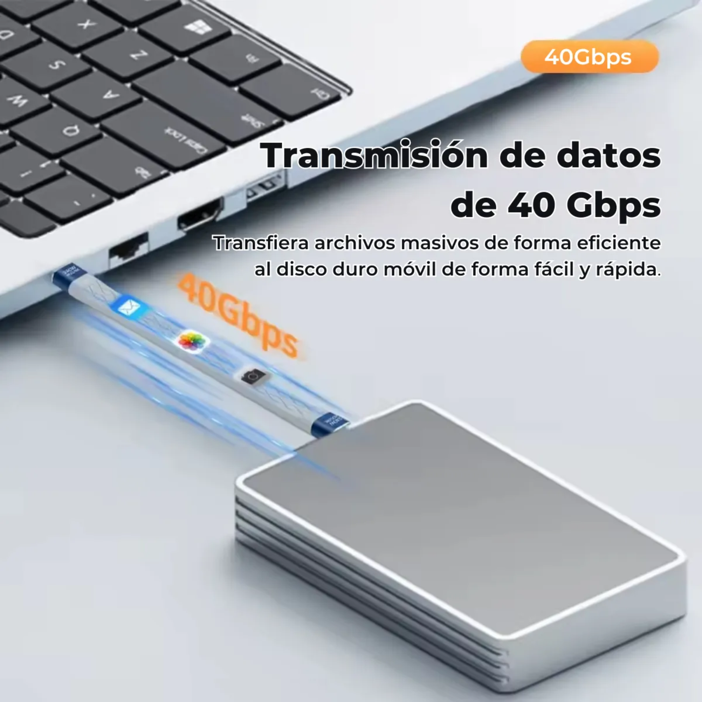 Cable Corto USB-C 4.0 FPC de Alto Rendimiento (240W / 40Gbps / 8K) - 13 cm