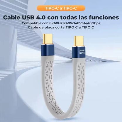 Cable Corto USB-C 4.0 FPC de Alto Rendimiento (240W / 40Gbps / 8K) - 13 cm