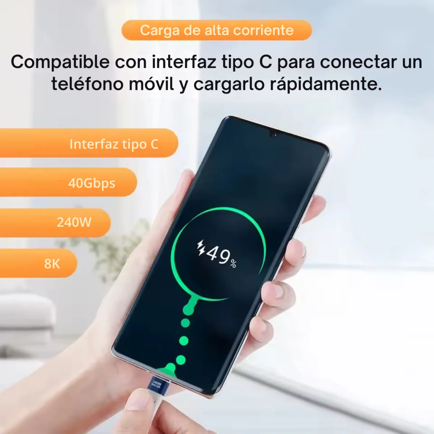Cable Corto USB-C 4.0 FPC de Alto Rendimiento (240W / 40Gbps / 8K) - 13 cm