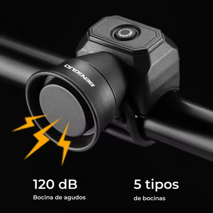 Mini Bocina Timbre Electrónico para Bicicleta y Scooter (120dB / Recargable USB-C)