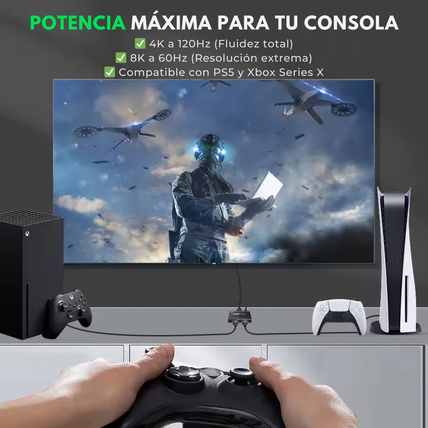 Switch HDMI 2.1 Ultra 8K (120Hz) para PS5/Xbox
