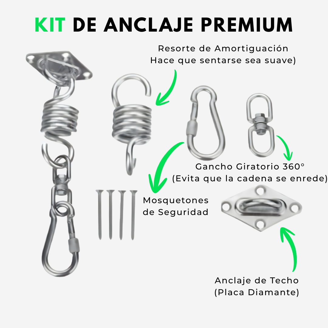 Kit Anclaje Silla Colgante + Resorte (Acero)