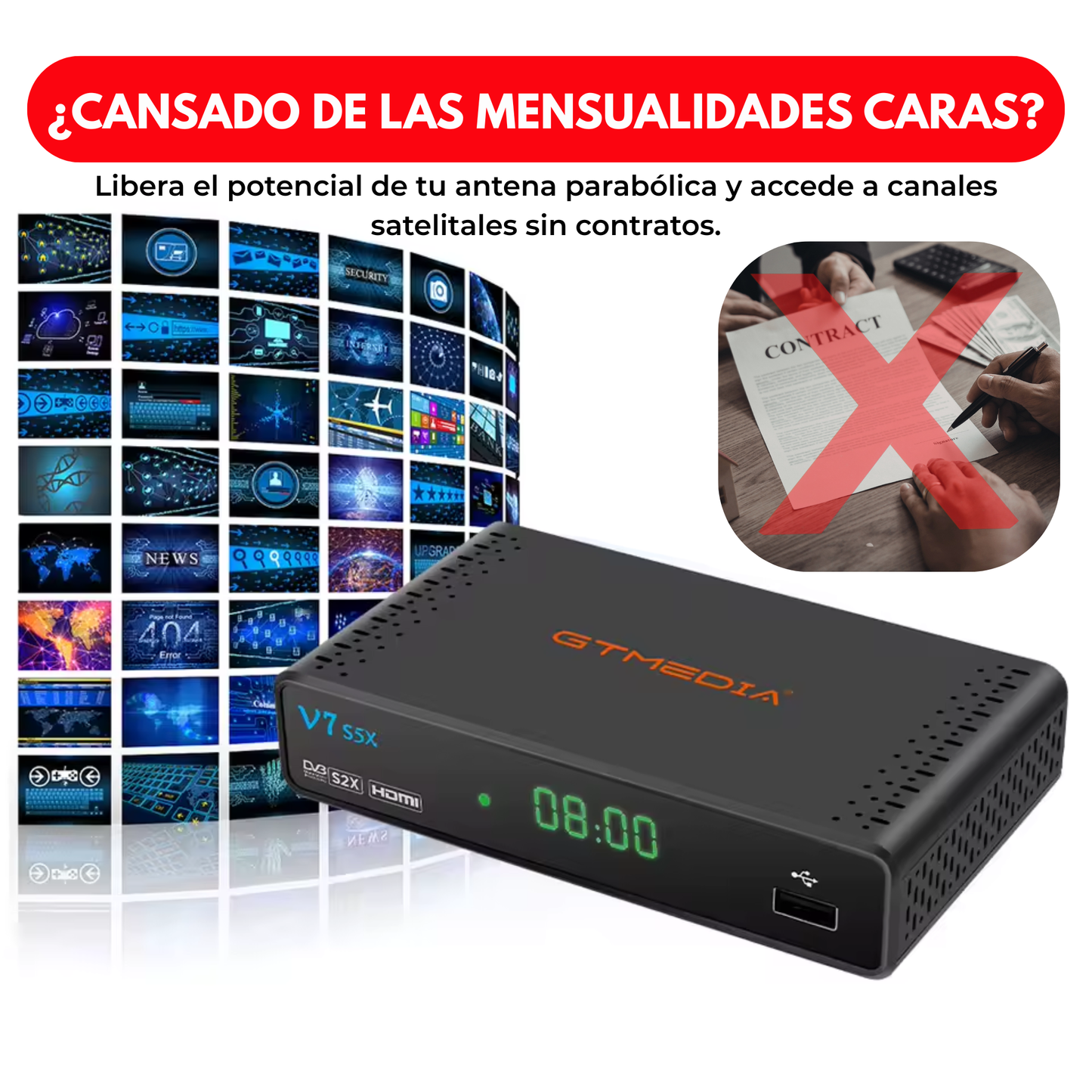 Decodificador Receptor Satelital V7 S5X (1080p Full HD + WiFi Ready)