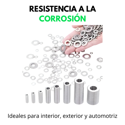 Kit 910 Golillas Planas Acero Inox 304 (M2 a M12)
