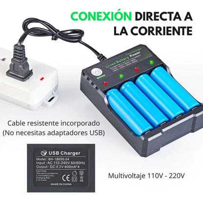 Cargador Inteligente Universal (4 Ranuras) para Pilas 18650