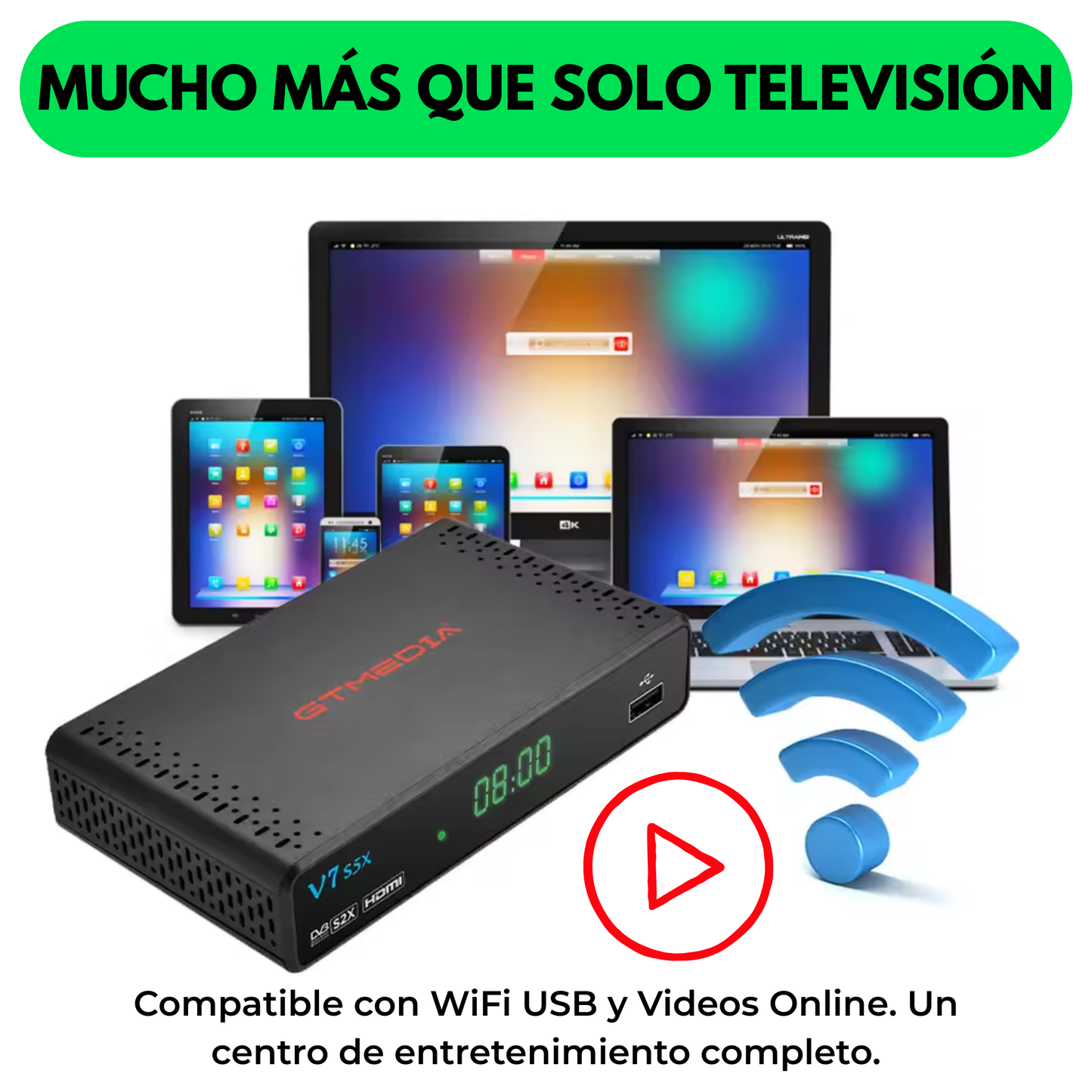Decodificador Receptor Satelital V7 S5X (1080p Full HD + WiFi Ready)