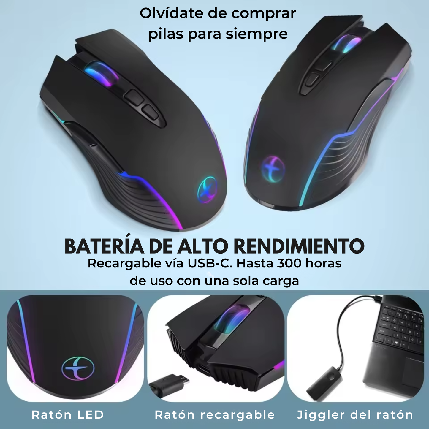 Mouse Inalámbrico Recargable "Silencioso" con Modo Jiggler Anti-Bloqueo