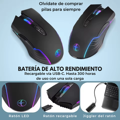 Mouse Inalámbrico Recargable "Silencioso" con Modo Jiggler Anti-Bloqueo