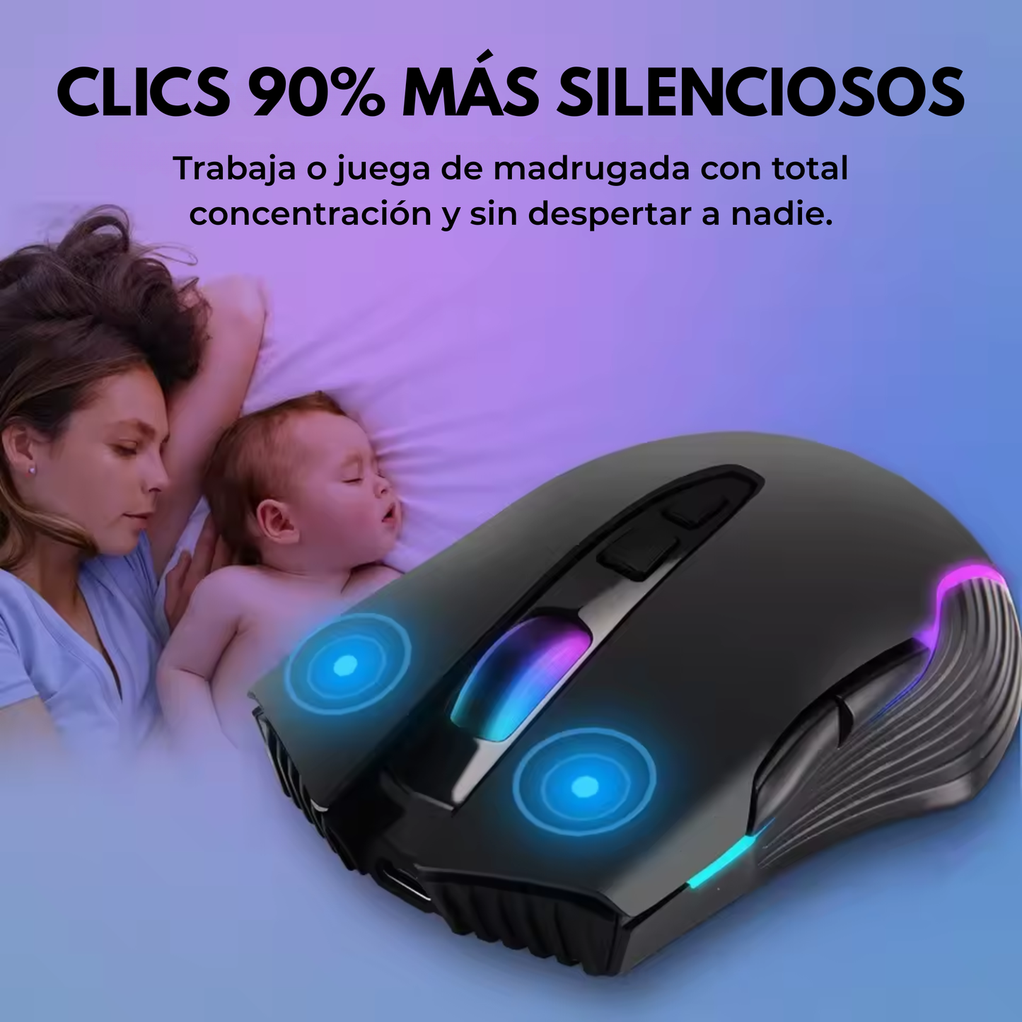 Mouse Inalámbrico Recargable "Silencioso" con Modo Jiggler Anti-Bloqueo