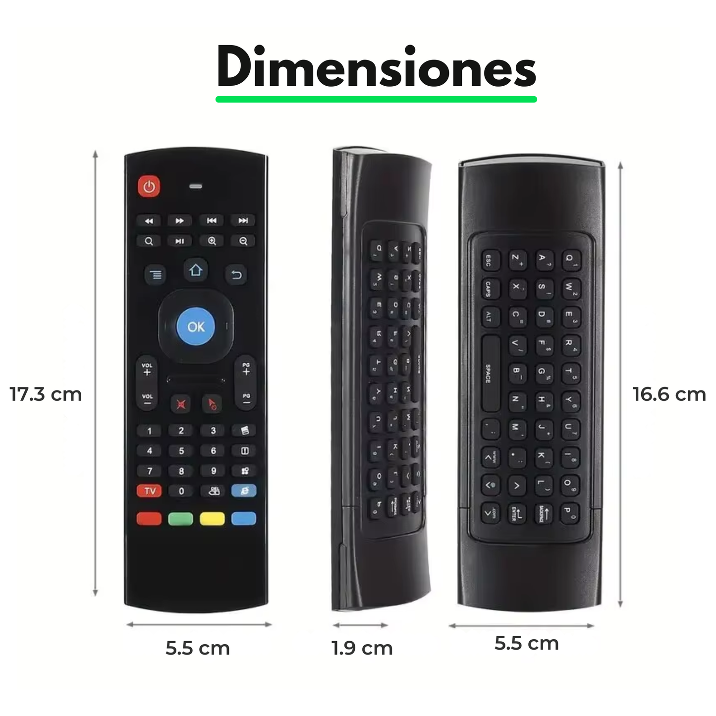 Control Remoto Inteligente Air Mouse 2 en 1 (Teclado QWERTY + Giroscopio)