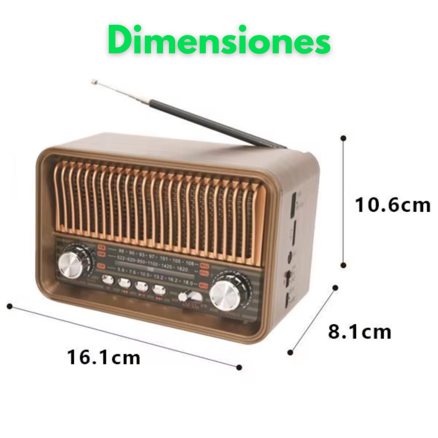 Radio Retro Vintage Bluetooth AM/FM/SW (Recargable + Linterna)