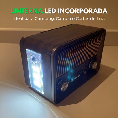 Radio Retro Vintage Bluetooth AM/FM/SW (Recargable + Linterna)