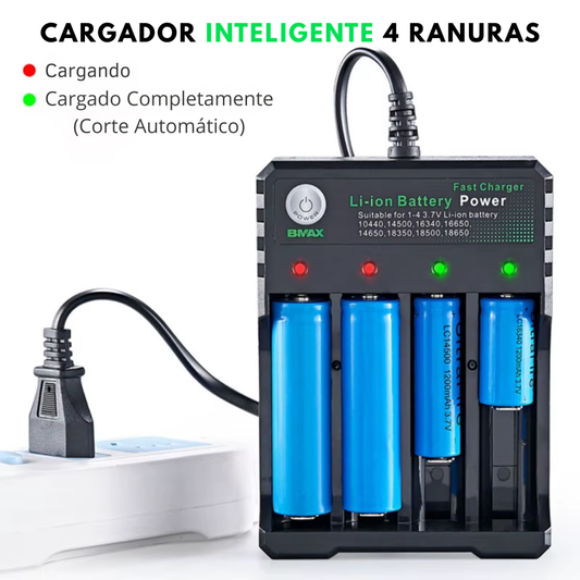 Cargador Inteligente Universal (4 Ranuras) para Pilas 18650