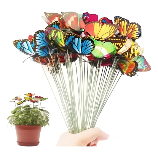 Set 25 Estacas de Mariposas Decorativas para Jardín y Macetas (4.5/7/10/12 cm)