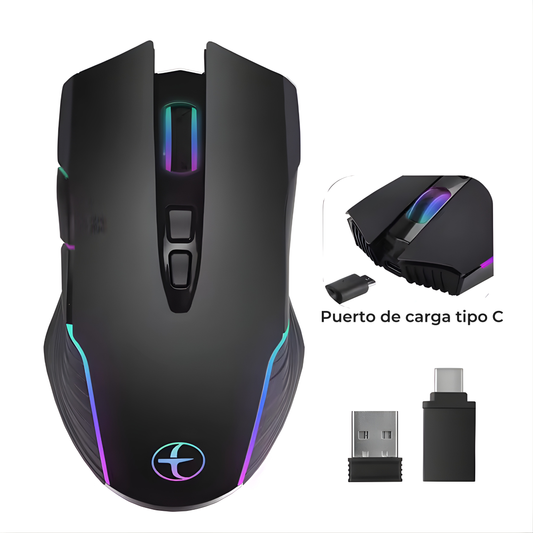 Mouse Inalámbrico Recargable "Silencioso" con Modo Jiggler Anti-Bloqueo